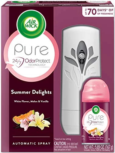 Air Wick Pure Automatic Air Freshener Spray Kit, Gadget+Refill, Summer Delights, 5.89 oz, 1 Count, Packaging May Vary, 6 Pack