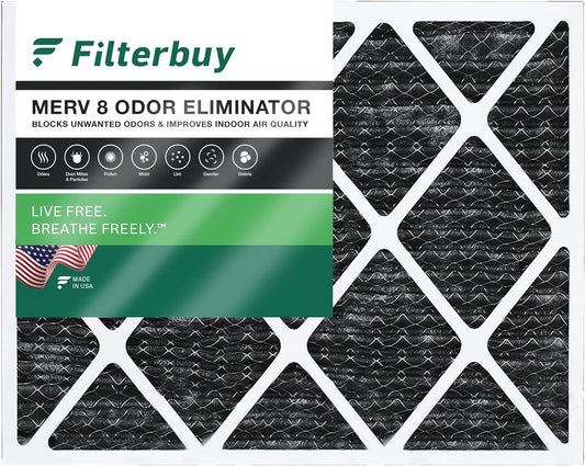 Filterbuy 18x20x1 MERV 8 Odor Eliminator Pleated HVAC AC Furnace Air Filters with Activated Carbon (1-Pack)