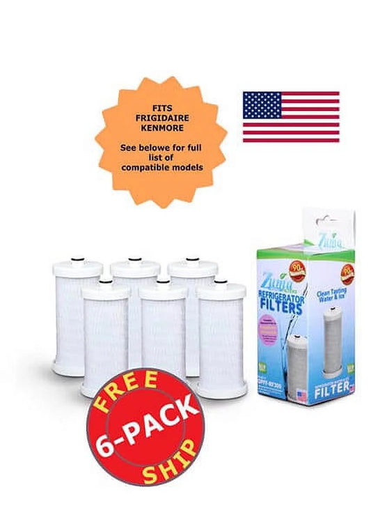 ZUMA Brand , Water and Ice Filter , Model # OPFF-RF300 , Compatible with Frigidaire NGRG-2000 - 6 Pack - Made in U.S.A.