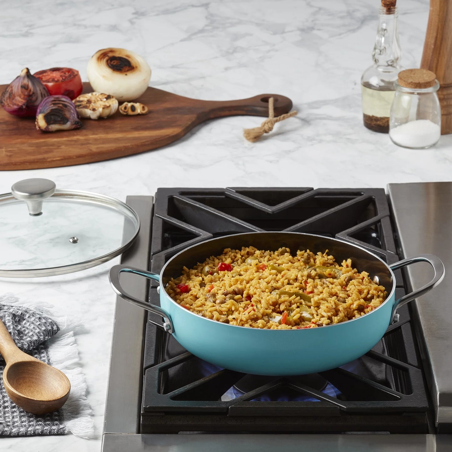Infuse 3Qt Nonstick Aluminum Covered Caldero Saute Pan, Aqua
