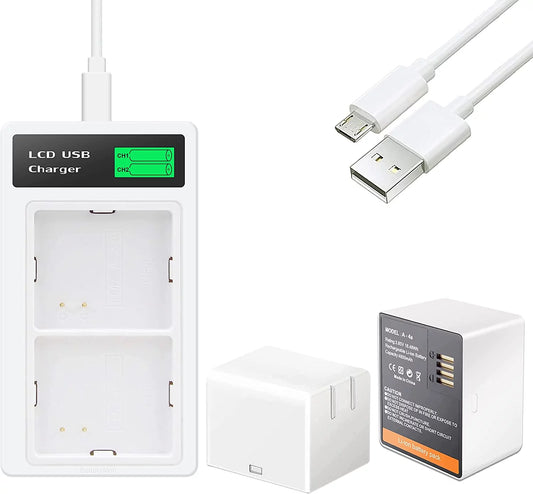 2 Pack A-4A Batteries for Arlo Pro 4 Arlo Pro 3 Arlo Ultra 2 Ultra Camera, Dual USB LCD Charger for VMC4040P VMA5400 VMS4240P VMC4350P
