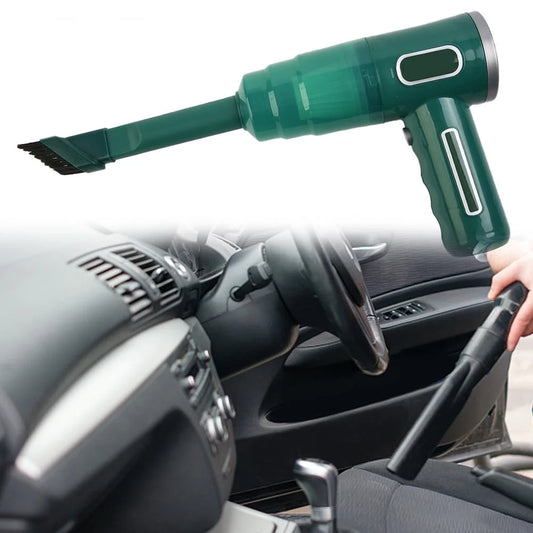 Portable Mini Car Vacuum Cleaner Handheld 29000PA Powerful Suction Cordless Wet &Dry Vacuum with 2 Filters for Vehicle/Home/Office, Pet Hair 120W Green
