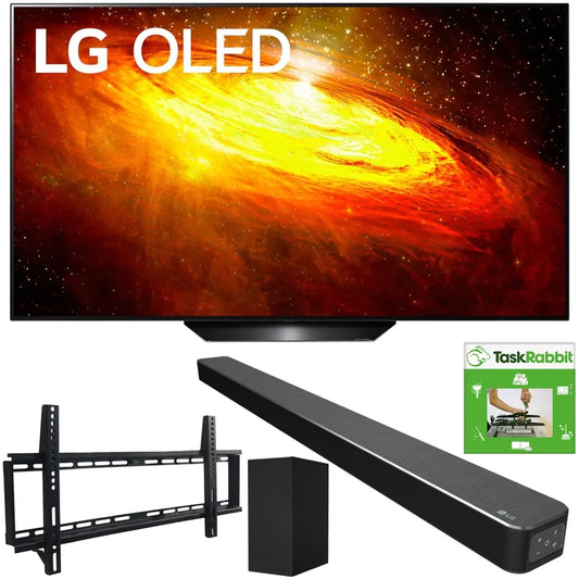 LG OLED55BXPUA 55-inch BX 4K Smart OLED TV with AI ThinQ (2020) Bundle with LG SN6Y 3.1 Channel High Res Audio Sound Bar + TaskRabbit Installation Services + Vivitar Low Profile Flat TV Wall Mount