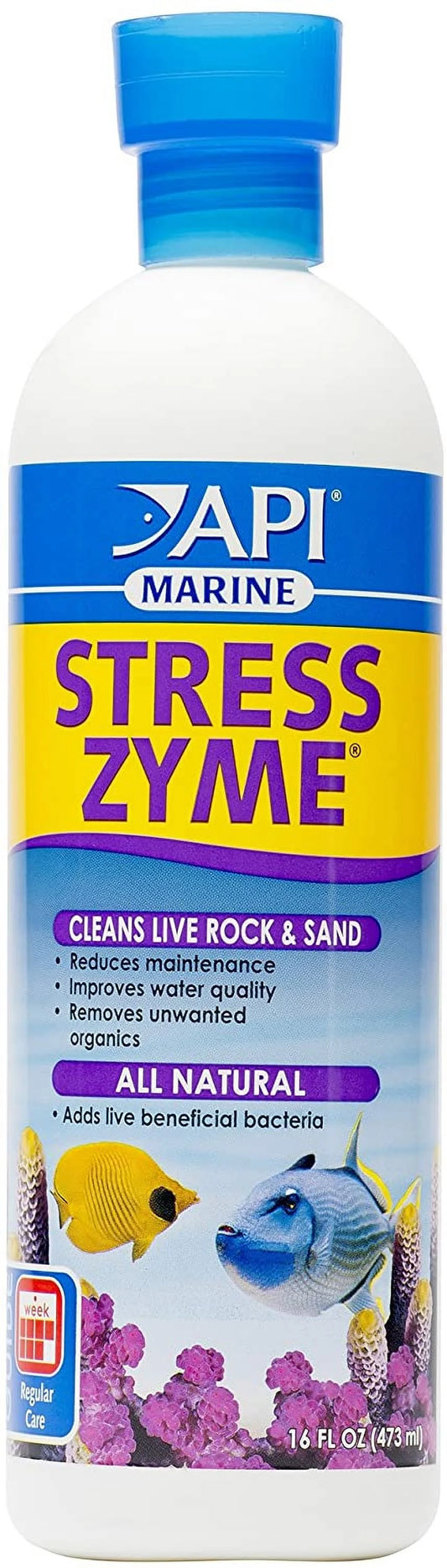 API Marine Stress Zyme Cleans Live Rock and Sand Adding Beneficial Bacteria [Aquarium Water Conditioners, Aquarium Supplies] 48 oz (3 x 16 oz)