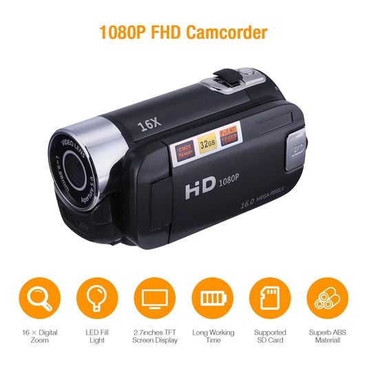 Full HD 1080P 16MP 16X Zoom Digital Video Camcorder Camera DV DVR Youtube Vlog Camera Recorder