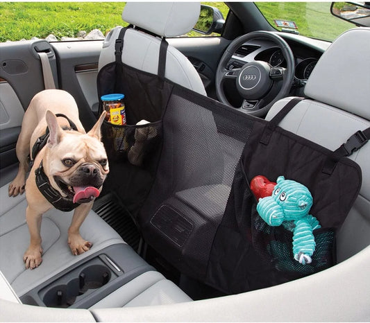 Pet Partition Vehicle Barrier - Dog Car Net Barrier 38‘’ Wide Car Divider with Adjustable Rope and Storage Bag, for Cars and Suvs