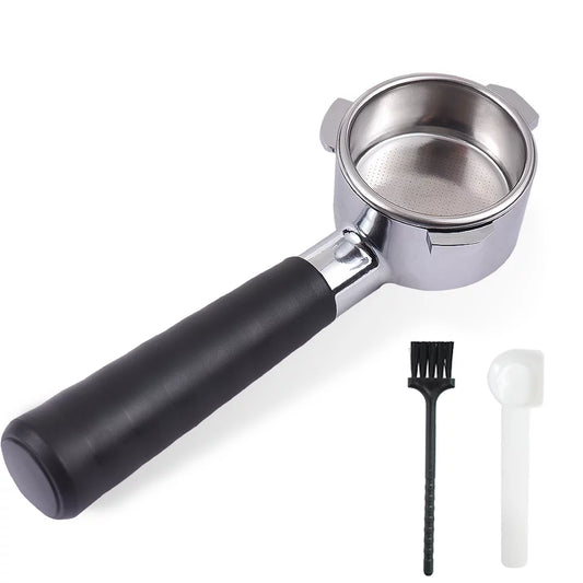 Tomfoto 54mm Bottomless Naked Portafilter Filter Basket Included 3 Ears Stainless Steel Replacement Parts Basket Portafilter Handle with Cleaning Brush Spoon Compatible with Breville 450 820 840 870