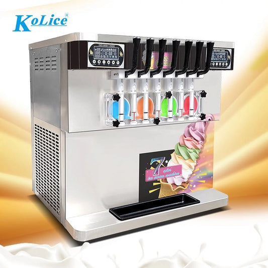 Kolice Commercial ETL Countertop 7 Flavors Frozen Yogurt Gelato Soft Serve Ice Cream Machine