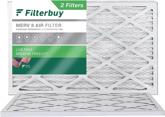 Filterbuy 11.25x19.25x1 MERV 8 Pleated HVAC AC Furnace Air Filters (2-Pack)