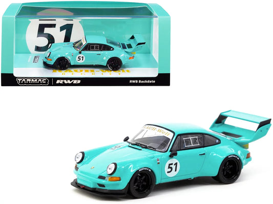 RWB Backdate #51 Turquoise Blue RAUH-Welt BEGRIFF 1/43 Diecast Model Car by Tarmac Works