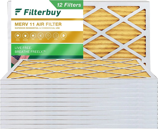 Filterbuy 16x27x1 MERV 11 Pleated HVAC AC Furnace Air Filters (12-Pack)