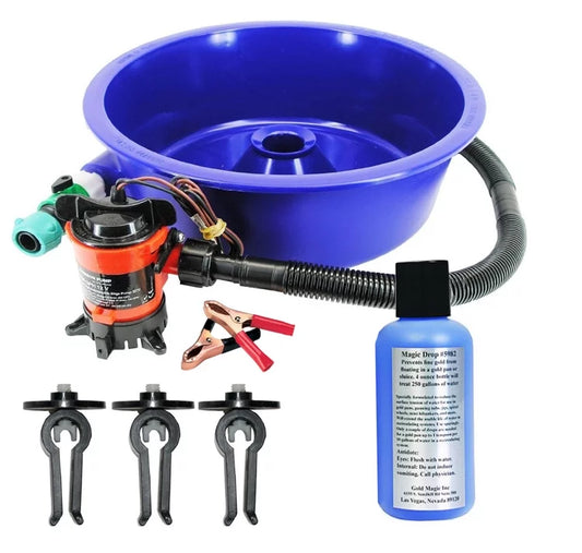 Blue Bowl Concentrator Kit, Leg Levelers, Magic Drops - Gold Prospecting - Gold Mining Equipment