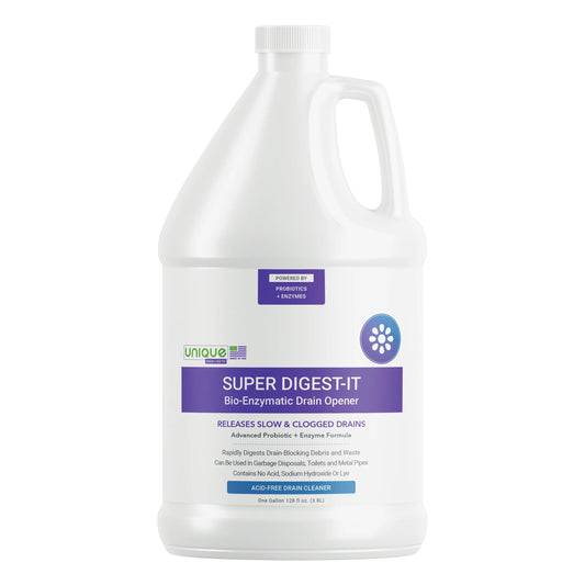 Unique Super Digest-It Bio-Enzymatic Drain Opener, Clean and Fresh Scent, 128 oz. Liquid