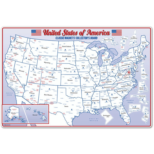 Premium State Map Magnet Collector's Metal Display Board (Board Only)