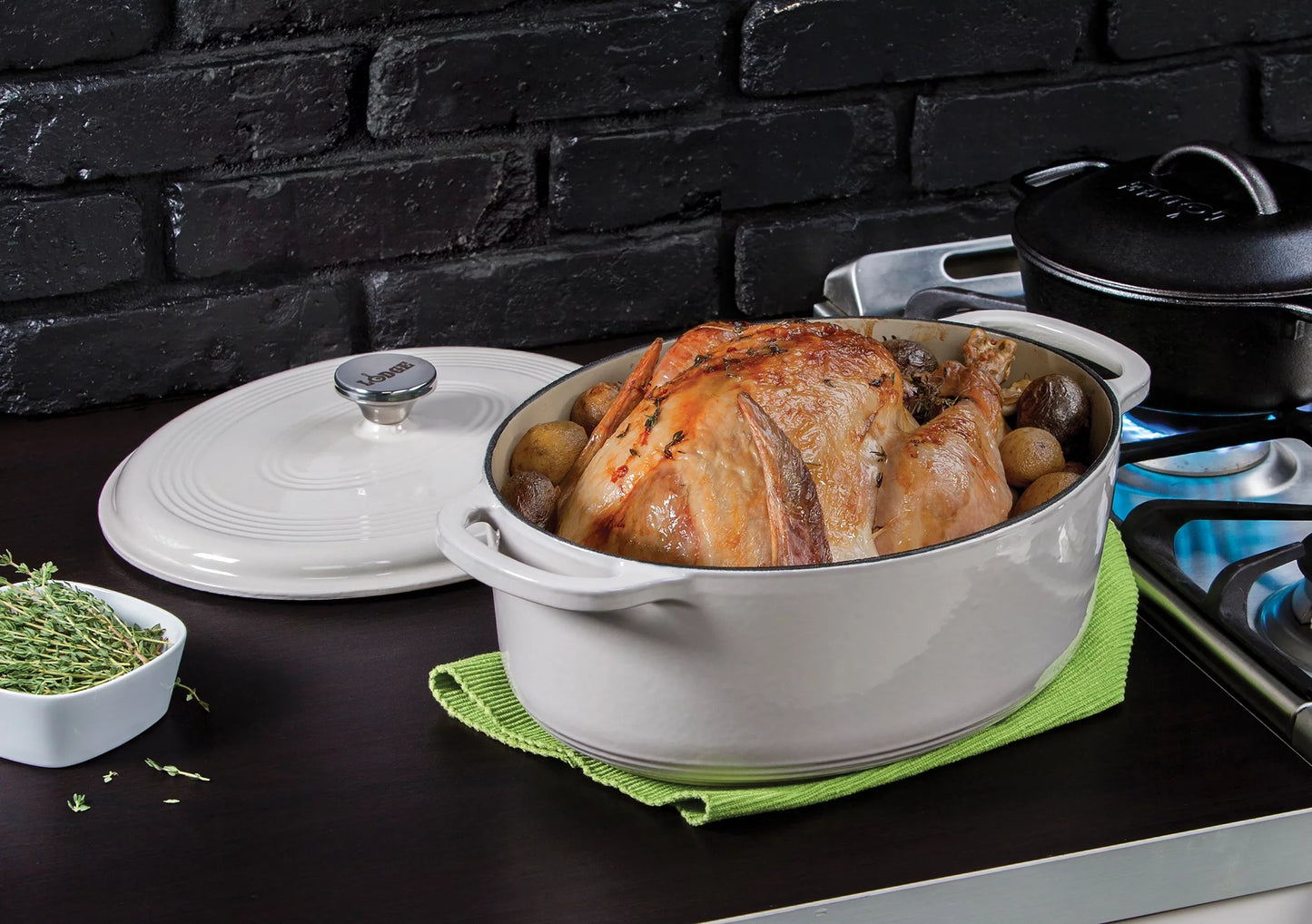 Lodge Cast Iron 7 Quart Enameled Dutch Oven, Red