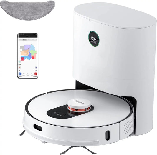 Roidmi EVE Plus Self Empty Robot Vacuum and Mop 2700Pa Suction,Laser 4.0 Navigation, Alexa/Google and App,Wi-Fi,3L Large Capacity Dust Bag,Smart Mapping,Ideal for Pet Hair, Carpets, Hard Floors