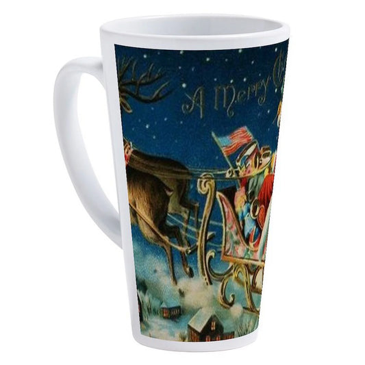 CafePress - Vintage Santa Claus Sleigh Christm - 17 Ounce Ceramic Latte Mug