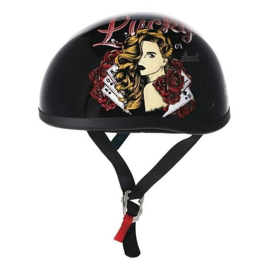 Skid Lid Lucky Lady Motorcycle Half Helmet Black XL