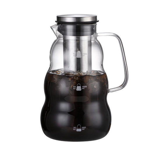 YasTant Cloud-Shaped Cold Brew Coffee Maker, 2000ml/70oz, Heat-Resistant Borosilicate Glass, Precise Scale and Fine Mesh Filter
