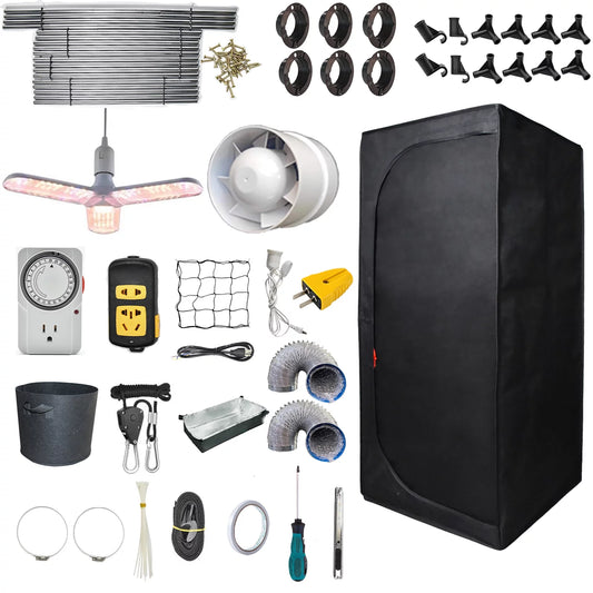 iMeshbean 24x24x55 Grow Tent Kit w/ LED Full Spectrum Grow Light & Ventilation Inline Fan