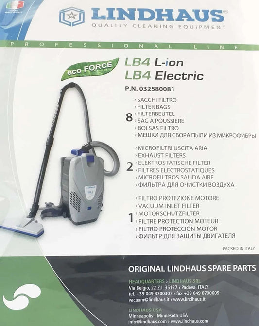 Lindhaus LB4 Bags (8 Pack) + 3 Filters