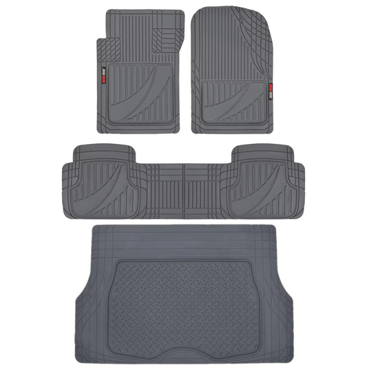 Motor Trend FlexTough Advanced Performance Car Floor Mats & Cargo Liner - 4pc HD Rubber Floor Mats & Trunk Mat for Car SUV Van Auto