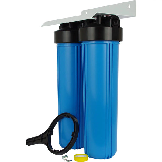 SpiroPure 2 Stage Water Filter Housing 4.5 x 20 Big Blue Twin Filter Housing BBFS-22 / 160166 Replacement