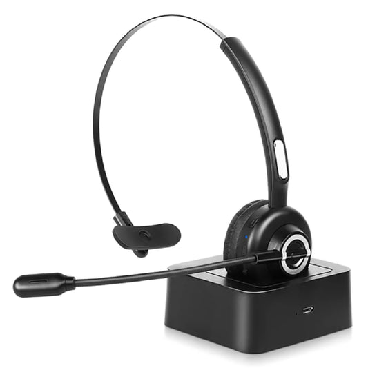Comfortable Bluetooth Headset, UX-M97 Wireless Headset with Microphone, Wireless Cell Phone Headset with Noise Isolation Mic Charging Base Mute Function for Xiaomi Mi 10i 5G With Charging Dock
