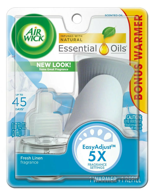 Air Wick Scented Oil Air Freshener Starter Kit, Snuggle Fresh Linen, 1 ct (Pack of 4)