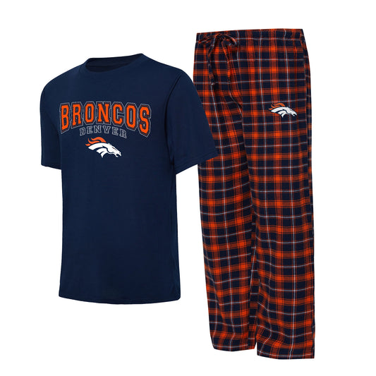 Men's Concepts Sport Navy/Orange Denver Broncos Arctic T-Shirt & Pajama Pants Sleep Set