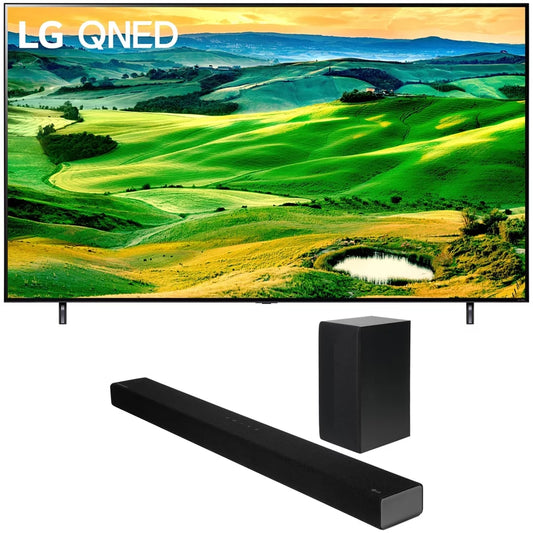 LG 75QNED80UQA 75 Inch QNED Mini-LED Smart TV 2022 Bundle with LG 3.1 Ch High Res Audio Sound Bar with DTS Virtual: X