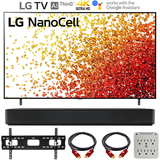 LG 55NANO75UPA 55 inch HDR 4K UHD Smart NanoCell LED TV (2021) Bundle with LG SK1 2.0-Channel Compact Sound Bar, 37-70 inch TV Wall Mount Bracket Bundle and 6-Outlet Surge Adapter