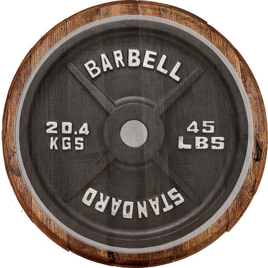 Bar Sign Barbell 45lb Steel Plate Weightlifting Bodybuilding Gym Bar Wall Decor Wall Art