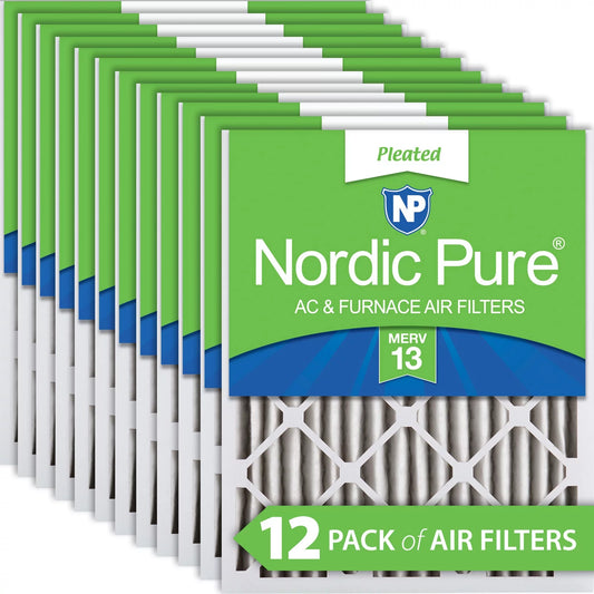 Nordic Pure 18x25x2 Pleated MERV 13 Air Filters 12 Pack