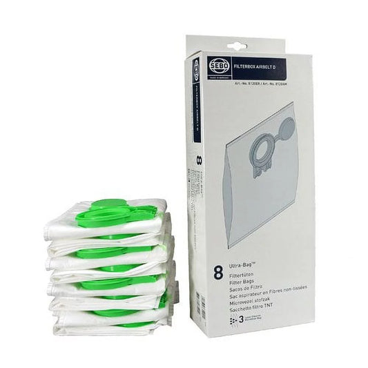 Sebo Filter Bag Box - 8 Three-Layer Ultra Bags with Caps for Sebo AIRBELT D Series