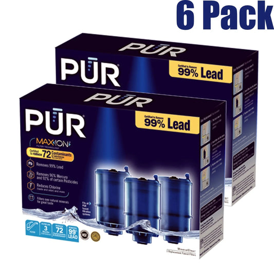 Pur RF-9999 Water Filter Replacement (6 Pack) - Compatible with Pur Faucet Models FM-2500V, FM-3700