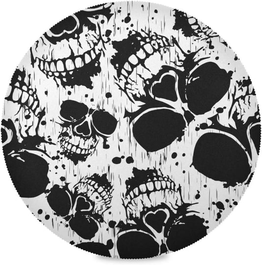 Coolnut Placemats Set of 6 Heat-Resistant Round Placemats for Dining Table Washable Table Mats, Stain Resistant Amazing Skeletons Placemats for Kitchen Table Home Decor Gifts