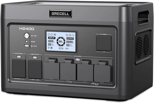 GRECELL Portable Power Station 2400W, 1843Wh LiFePO4 Solar Generator UPS Home Battery Backup Power w/4 2400W AC Outlets (4800W Peak),2 PD100W, 2Hrs Fast Charging for Outdoor Camping