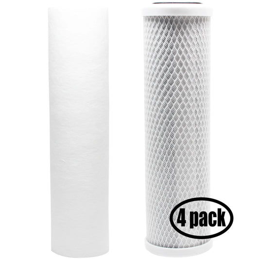 4-Pack Replacement for Filter Kit for US Water Systems 200-RODI4 RO System - Includes Carbon Block Filter & PP Sediment Filter - Denali Pure Brand