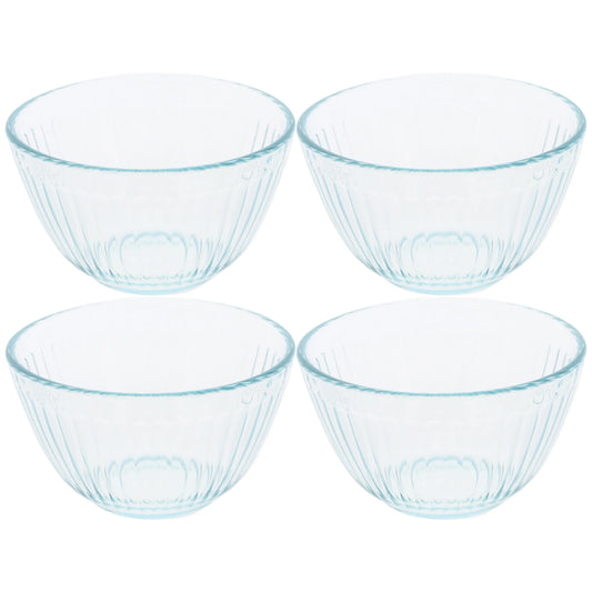 Pyrex 7401 3-Cup Sculpted Clear Glass Mixing Bowls (4-Pack)