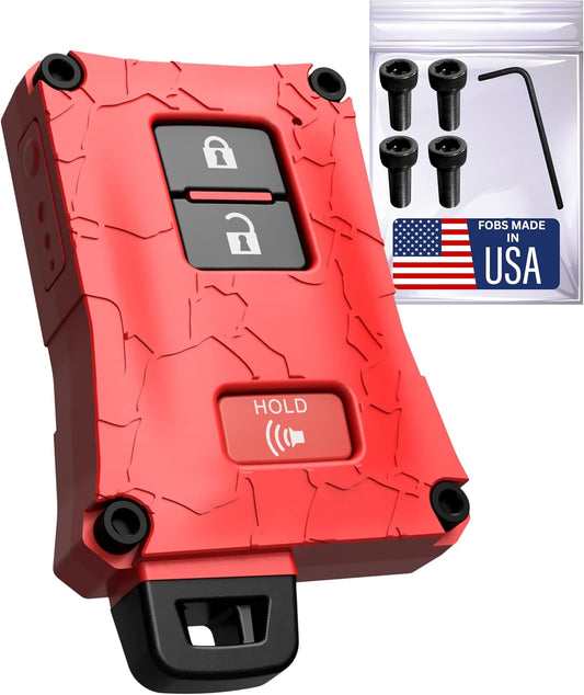 Heavy-Duty Key Fob Cover - for Toyota Tacoma 16-23 3rd Gen, Tundra & 4Runner 20-21 3rd Gen Accessories -Rugged Key Protector - Shockproof & Scratch-Resistant - Secure Fit (Red, Black Screws)
