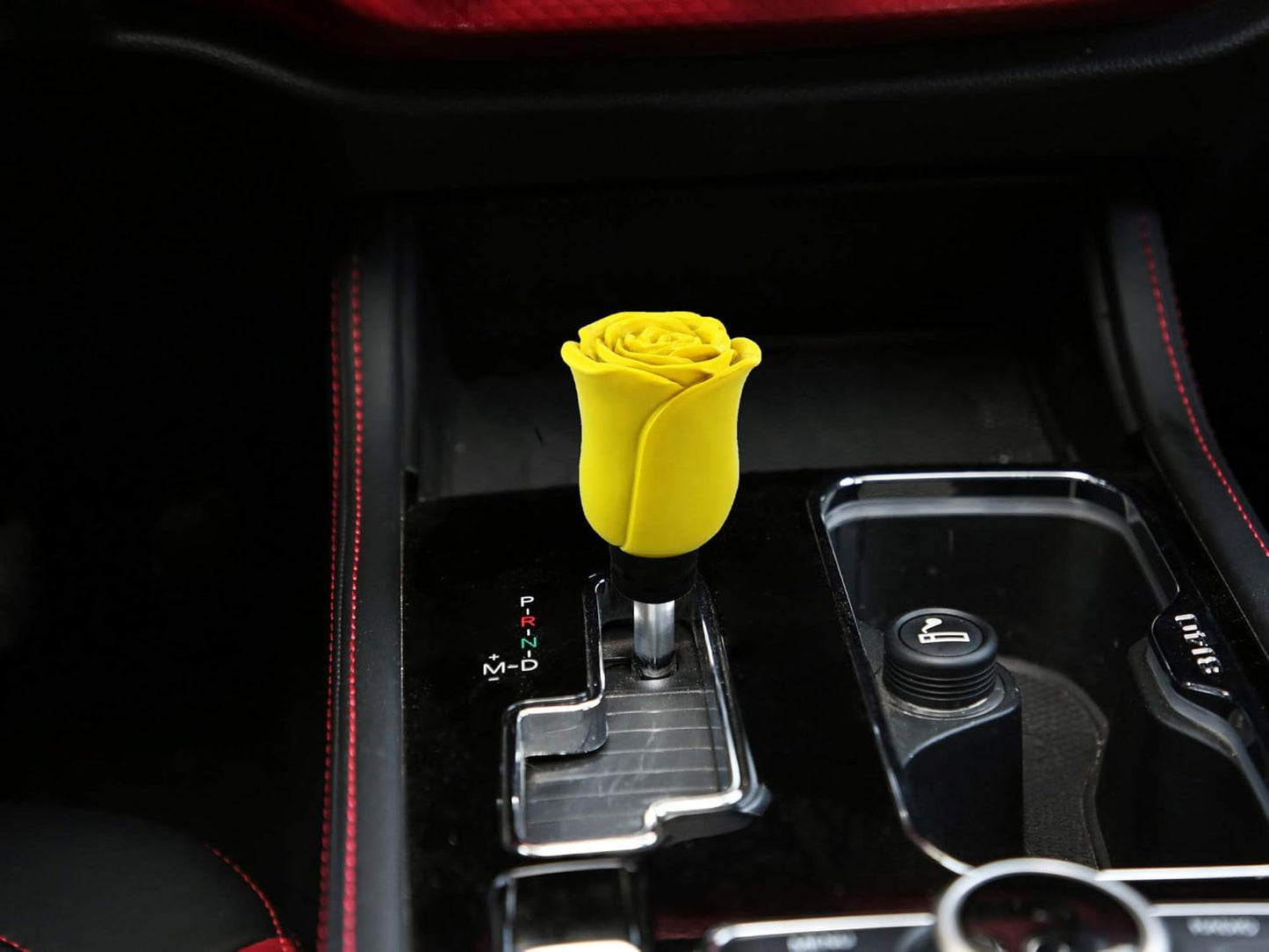 Abfer Gear Stick Knob Shift Rose Flower Shape Car Shifter Handle Replacement Fit Most Manual Auto Transmission Vehicles (Yellow)