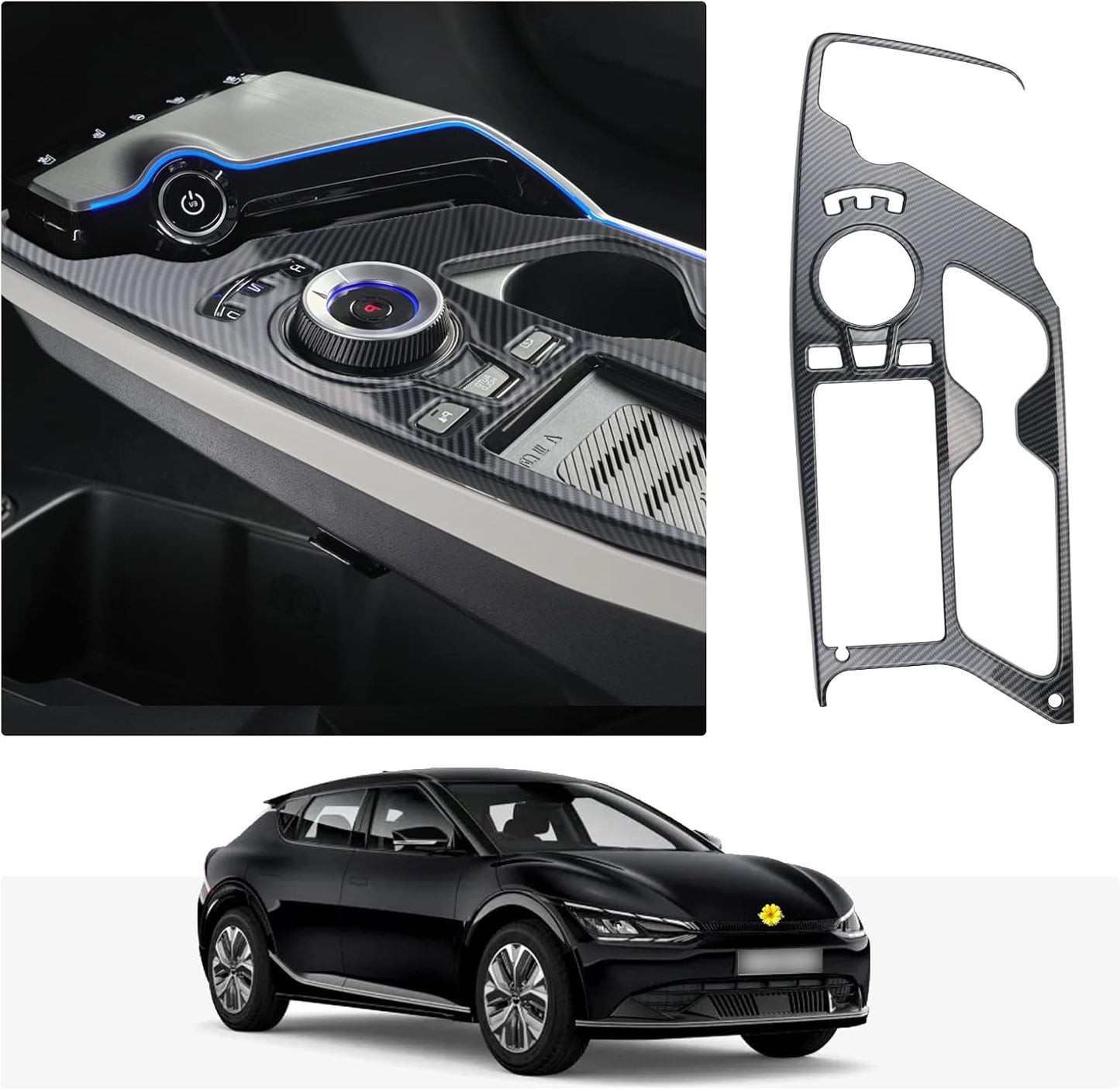 CDEFG Gear Shift Panel Cover for 2022 Kia EV6 Accessories Car Console Gear Shift Knob Panel Trim Decoration Frame Sticker Trim for 2022 EV6 Interior Accessories