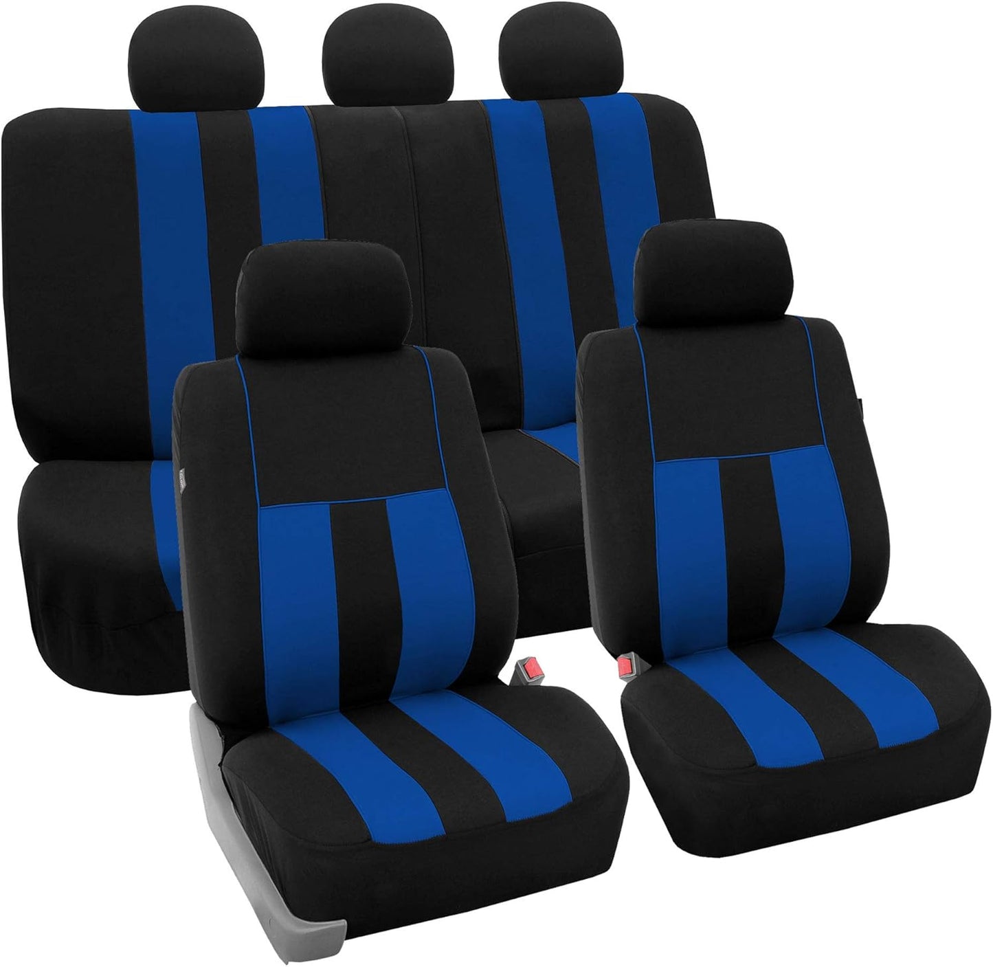FH Group Car Seat Covers Full Set Cloth - Universal Fit, Automotive Seat Covers,Low Back Front Seat Covers,Airbag Compatible,Split Bench RearSeat,Washable Car SeatCover for SUV,Sedan,Van Black