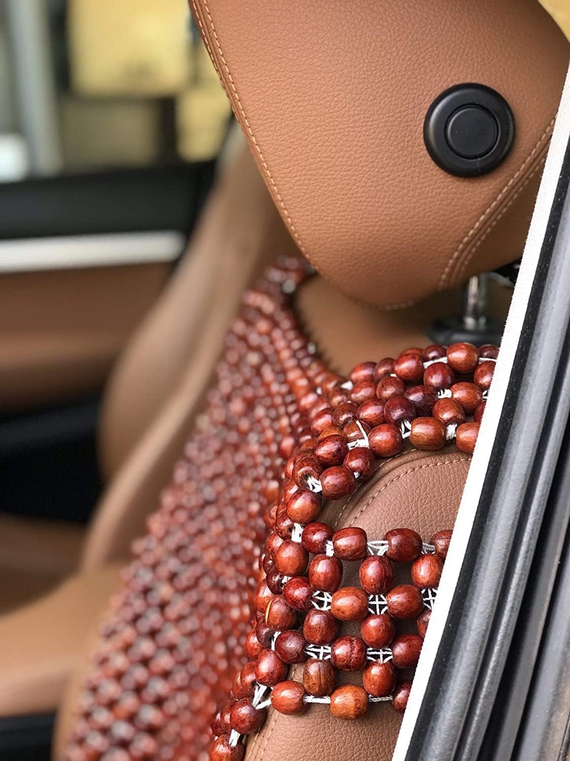 Natural Wood Beaded Auto Car Seat Cover, Cool Refreshing Back Massaging Comfort Mat,Premium Quality Universal for Car Truck on Summer Makes Driving Bearable Less Painful On Long Trips (Front seat)