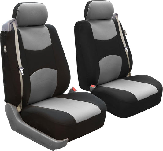 FH-FB351102 All Purpose Flat Cloth Built-in Seat Belt Bucket Covers Gray/Black