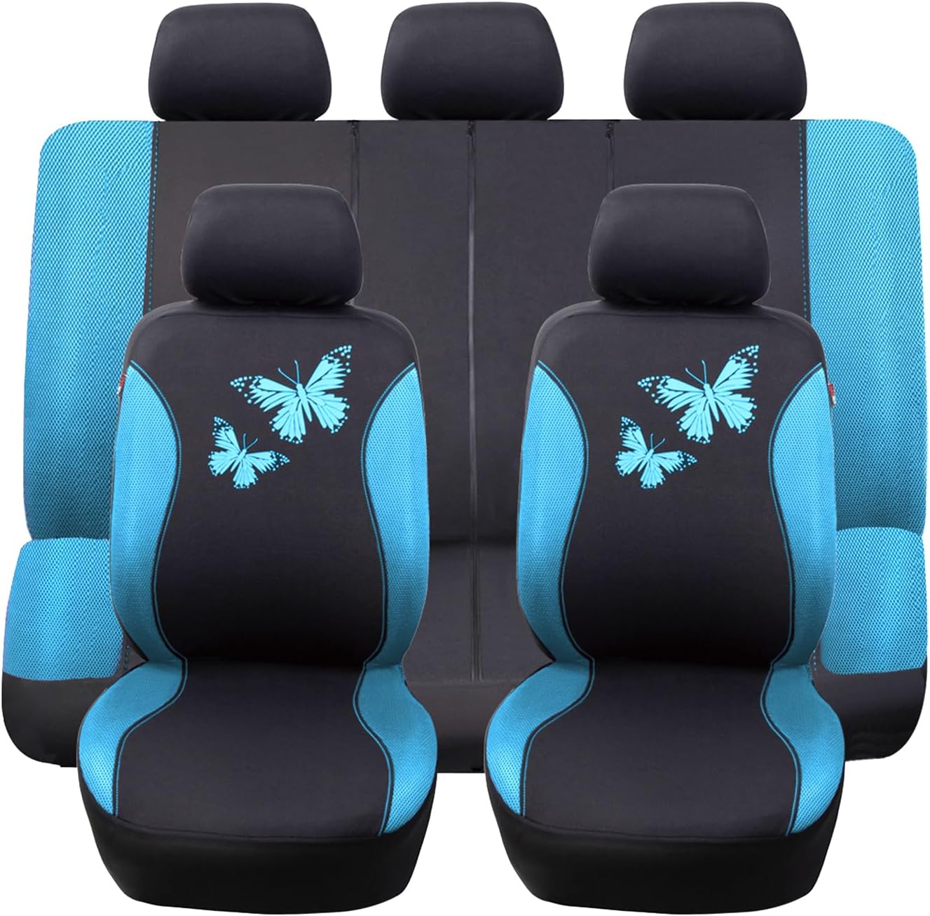 Flying Banner Butterfly car seat Covers ful Set Fashion Universal Lady Woman Female Rear Bench Split Colorized (Full Set, Purple)