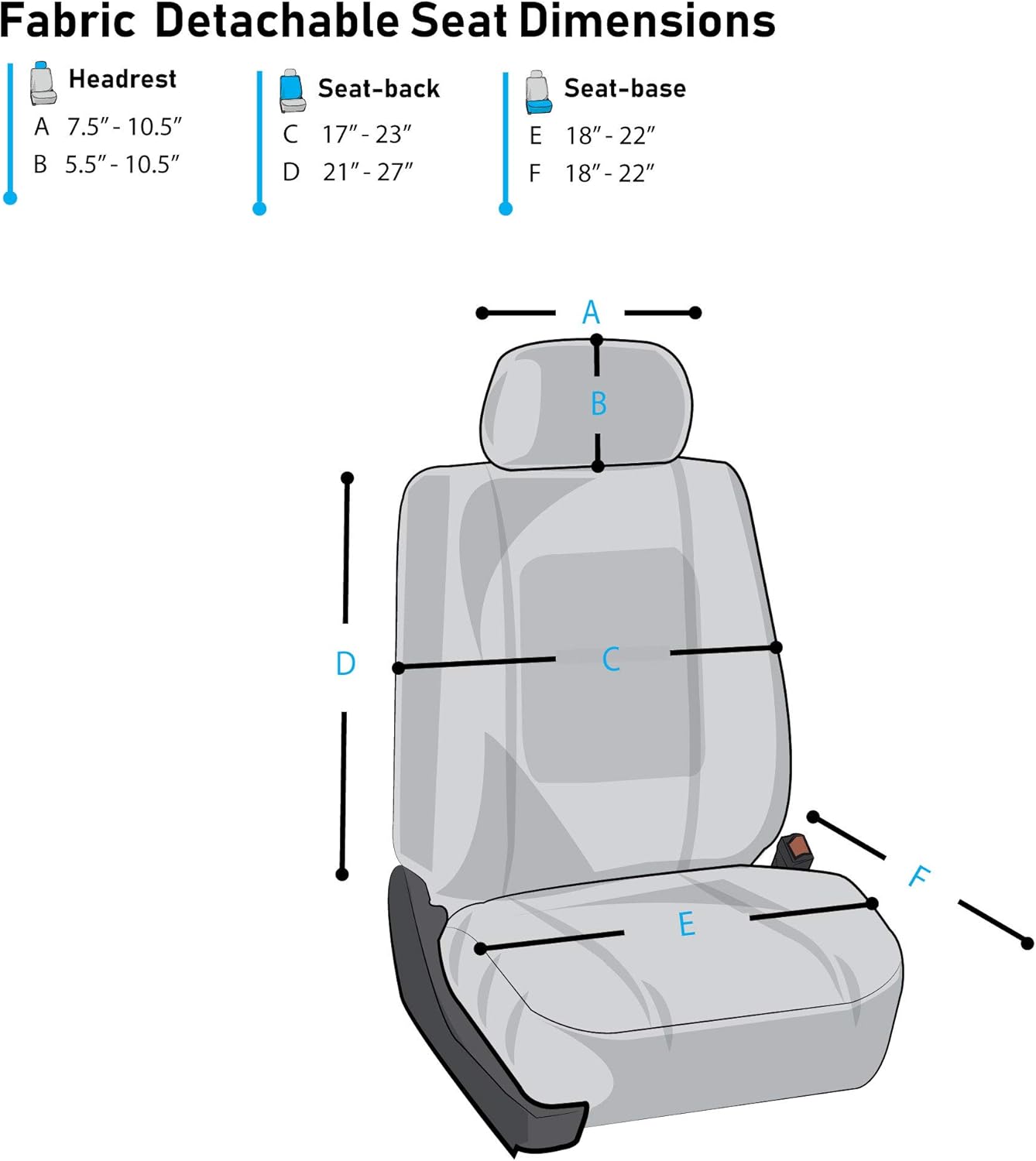 FH-FB066102 Fabric Bucket Seat Covers with Ornate Diamond Stitching White/Black