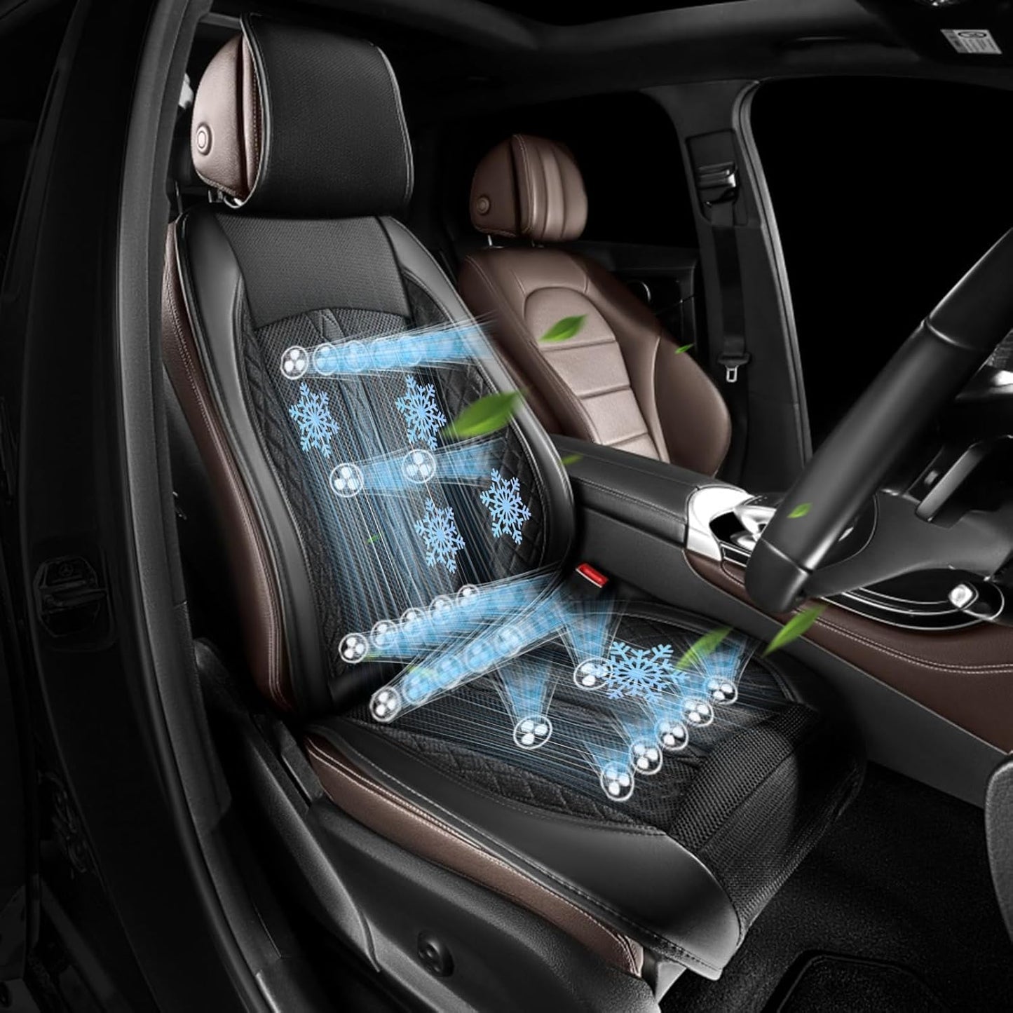 Cooling Car Seat,Car Fan Seat,12/24V System Cooling Car Seat Cushion 24 Fans 3 Cooling Speeds Anti-Sweat Universal Car Seat Covers for Summer Driving,Beige,car