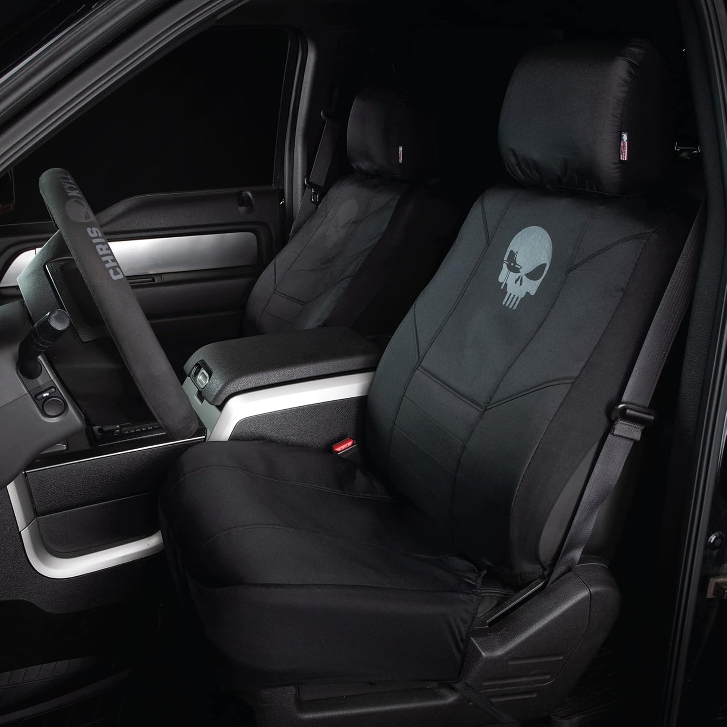Chris Kyle Easy to Install Front and Bench Seat Covers for Car, Truck, and SUV, Dark Light, Low Back Seat Cover - Single
